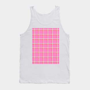 Bright Pink with Orange Squares Grid Tank Top